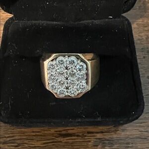 Men's 1.0cttw solid 14K Yellow Gold with 14 Diamonds Ring, Size 10, 12.1grams